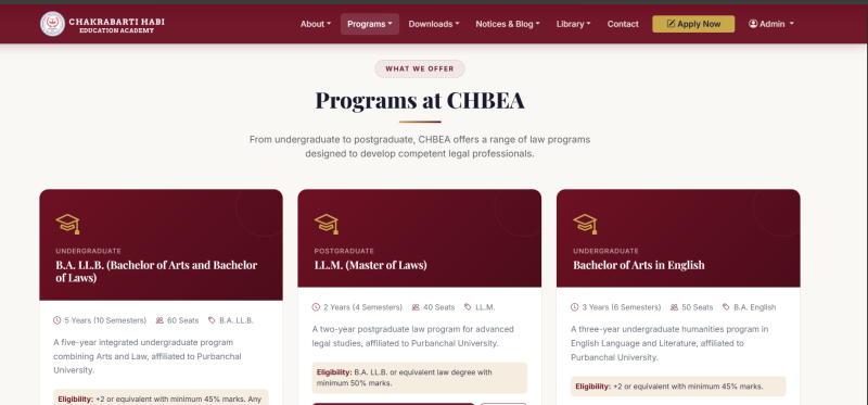 Chakrabarti Habi Education Academy Website